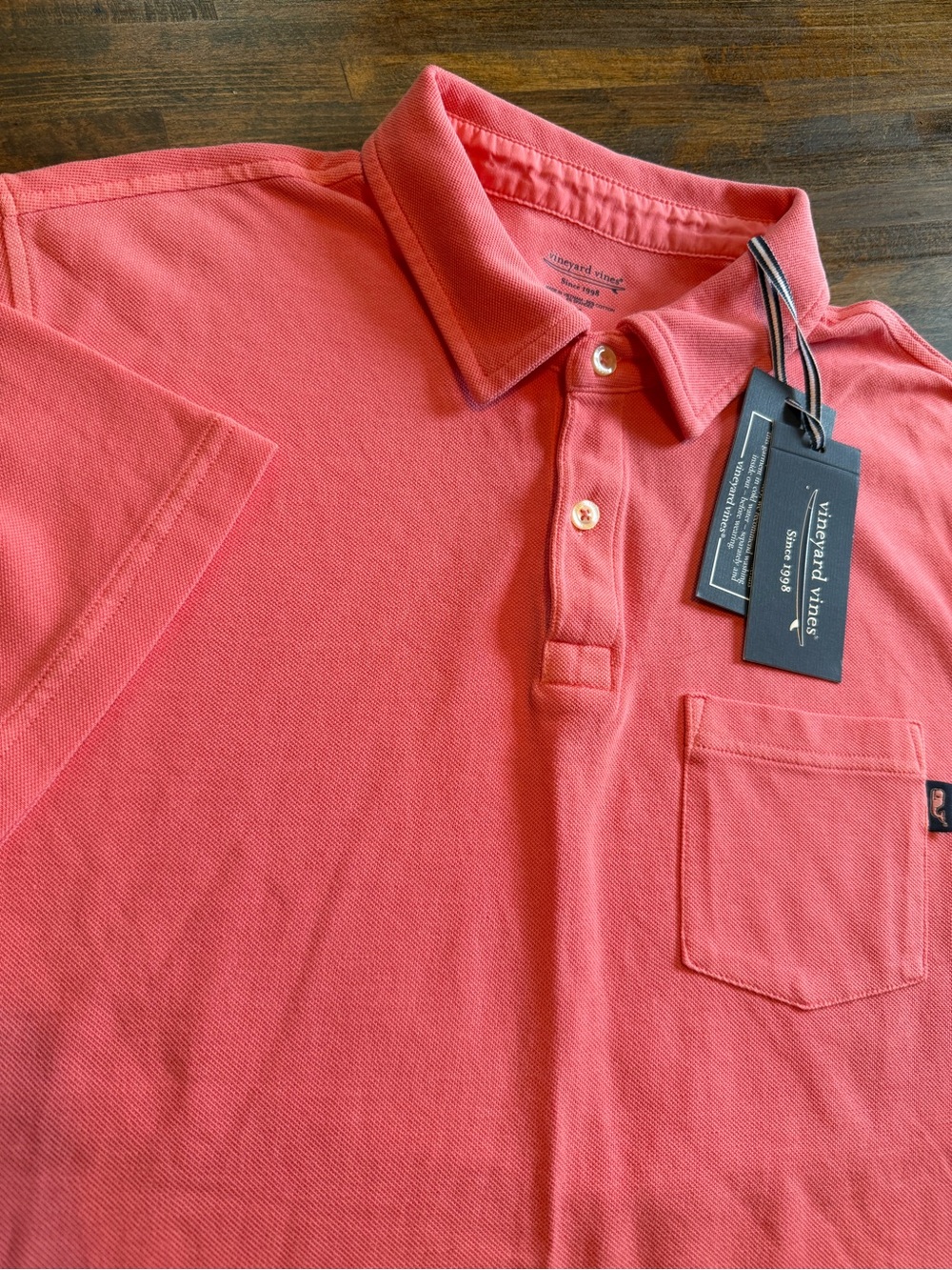 Vineyard Vines Garment Dyed Pique Polo Shirt Mens Medium Lobster Reef NWT